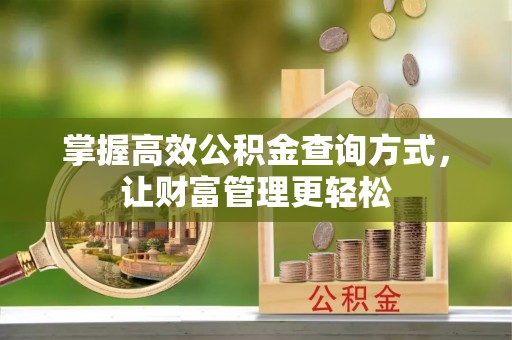 凤翔掌握高效公积金查询方式，让财富管理更轻松
